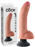 King Cock - 9 inch Vibrating Cock with Balls Flesh