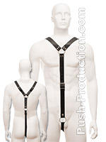 Black Leather Mens Y Harness