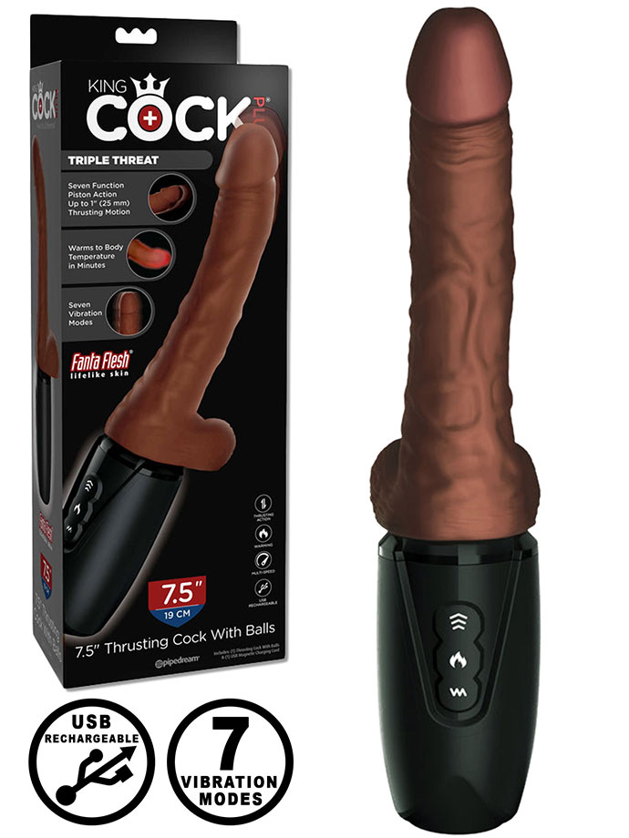 King Cock Plus - Dildo realistico con modalit di spinta - nero